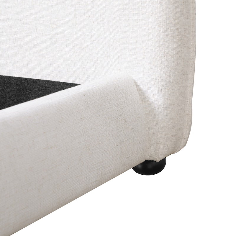 Christopher Knight Home - Naomi Modern Linen Upholstered King Platform Bed with Pillow-Back Headboard