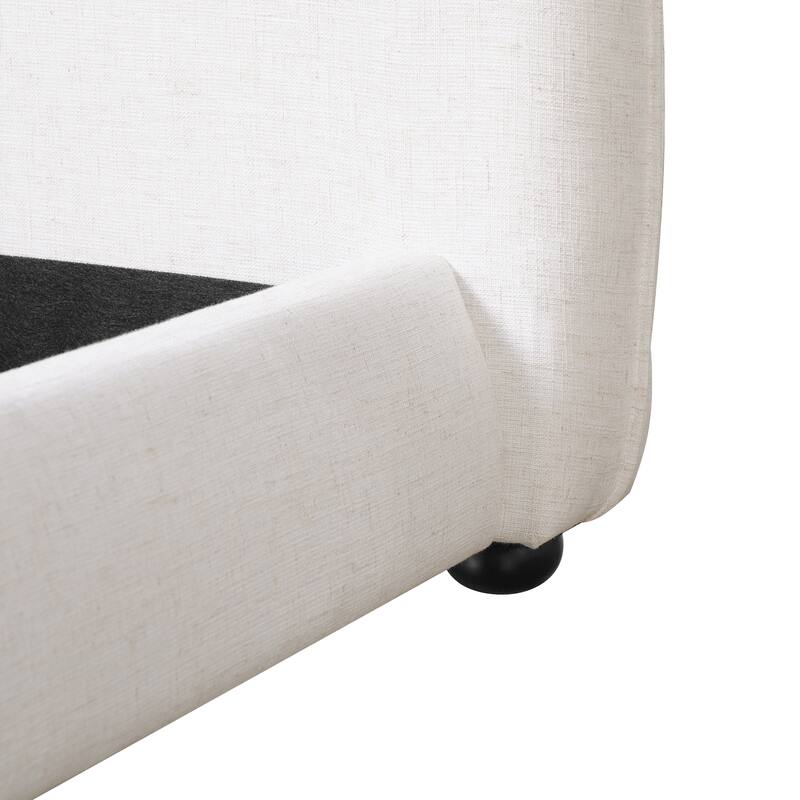 Christopher Knight Home - Naomi Modern Linen Upholstered Platform Bed with Pillow-Back Headboard