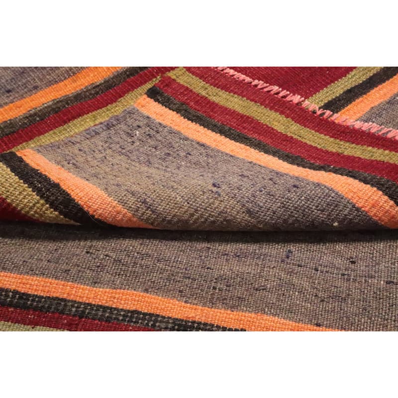 Hand Woven Oriental 100% Wool Carpet Southwestern Geometric Multi-Colored Kilim Area Rug - 7' 8'' X 4' 7''