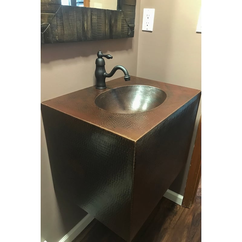 24-in Hammered Copper Wall Mount Vanity with Single Faucet Hole (VADB24181)