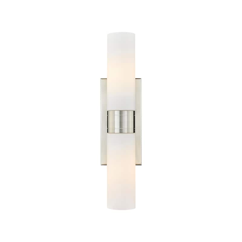 Innovations Lighting Ballston Urban - 2 Light 8" Wall-Mounted Bath Vanity Light - Satin Nickel/White