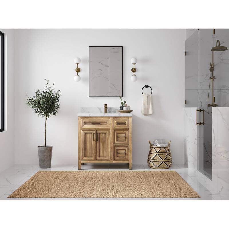 Willow Collections 36 in. W x 22 in. D Santa Monica Teak Bathroom Vanity Center with Countertop