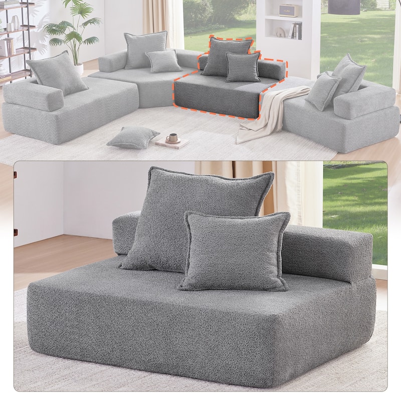 Oversized Modular U Shaped Sectional Sofa,Luxury Boucle Floor Couch,Convertible Compressed Couch,Spacious Foam-Filled Sofa