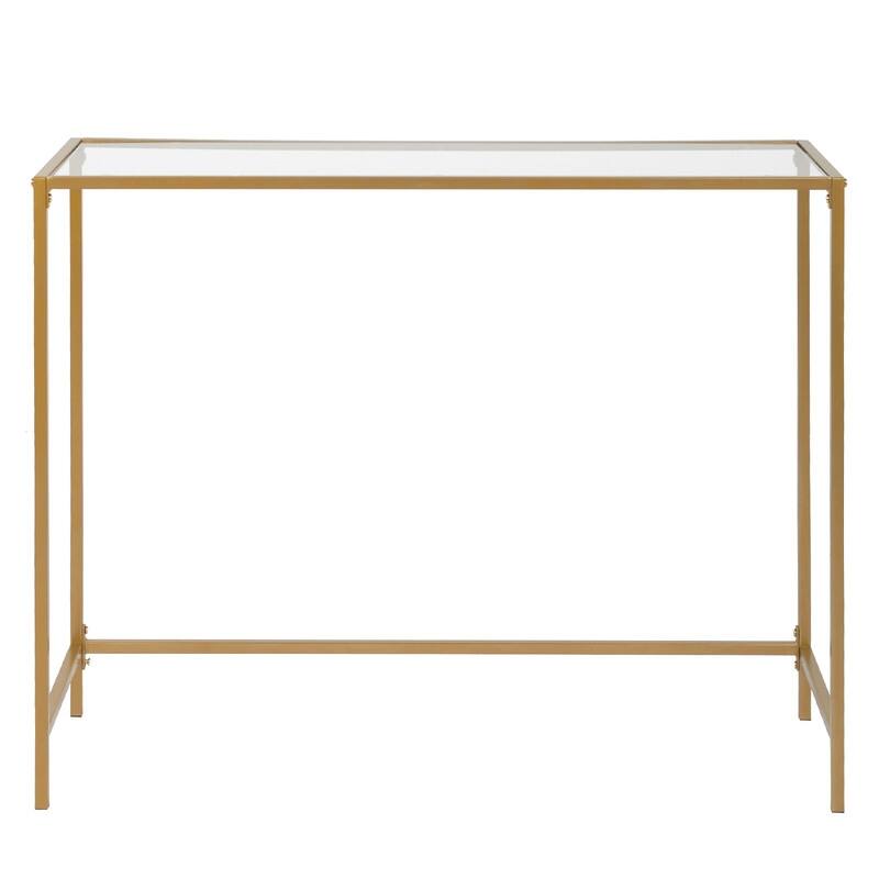 Modern Gold Frame 39.4" Entryway Console Table Glass Top