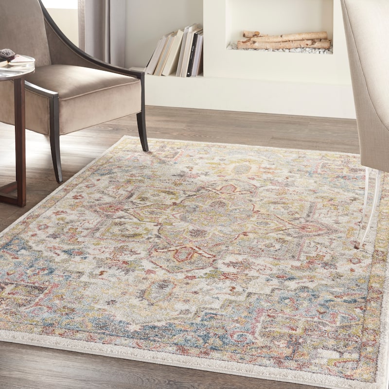 Nourison Juniper Persian Farmhouse Medallion Multicolored Area Rug - 5'3" x 7'3" - Ivory/Multi - Runner/Rectangle