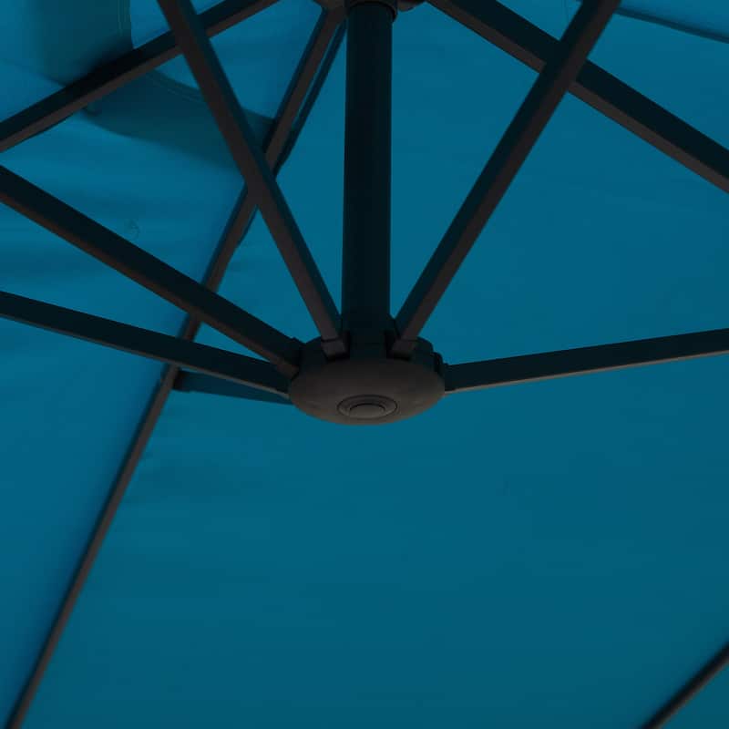 Outsunny 15' Steel Rectangular Outdoor Double Sided Market Patio Umbrella - Blue