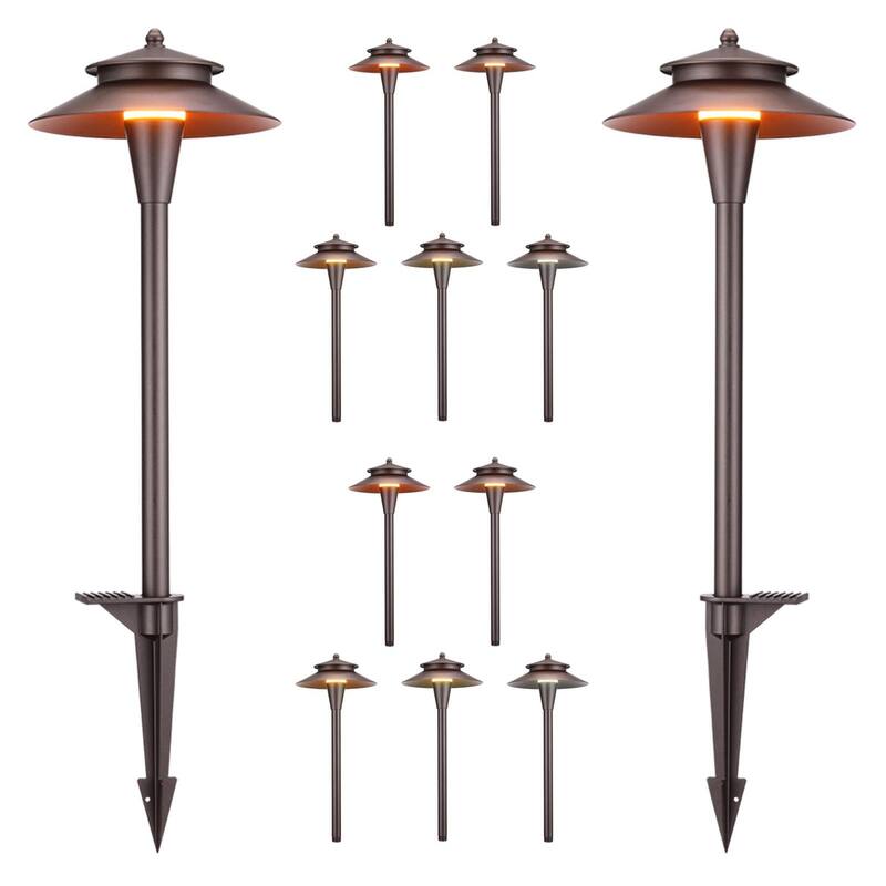 12 Pack 5CCT LED Landscape Pathway Lights, Double Layer