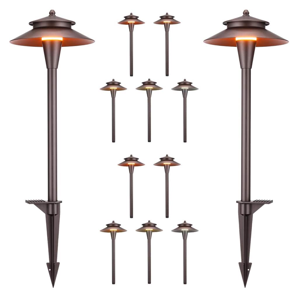 12 Pack 5CCT LED Landscape Pathway Lights, Double Layer