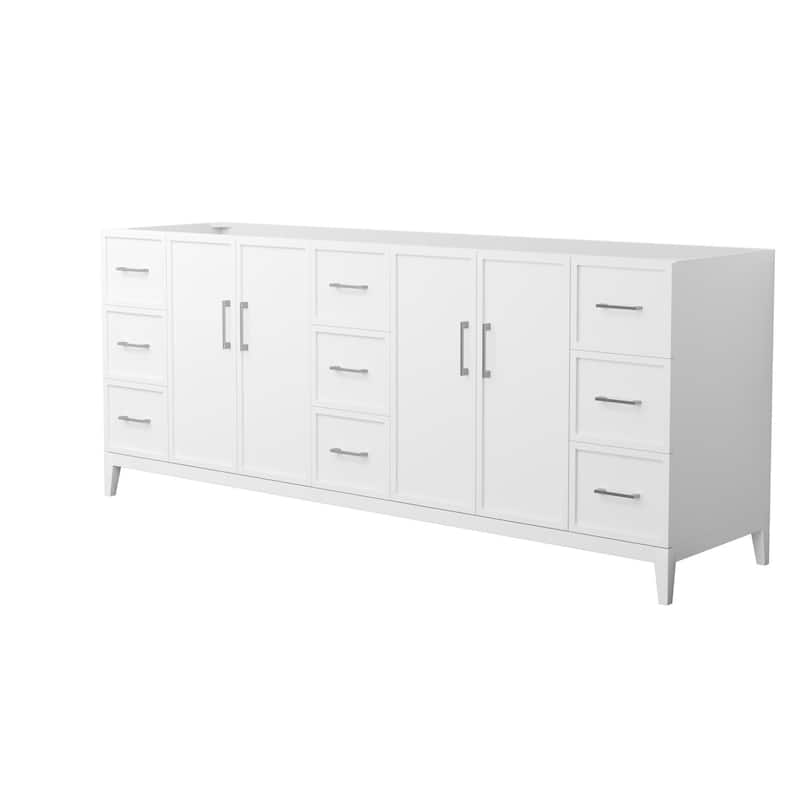 Elan 84-inch Double Vanity Cabinet - White, Nickel Trim, No Top