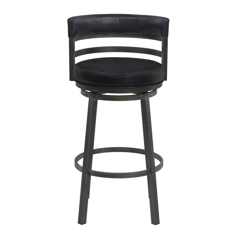 Titana Black Faux Leather Upholstered Bar or Counter Swivel Stool with Mineral Finish