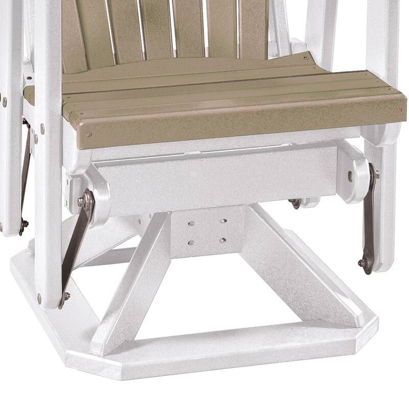 OS Home and Office Model Fan Back Swivel Glider in WeatherWood with a White Base