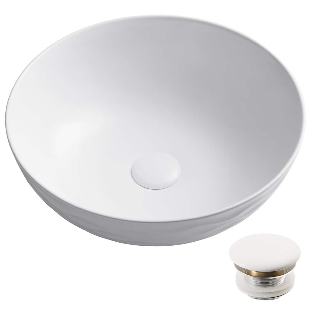 Kraus Viva 16-1/2" Circular Vitreous China Vessel Bathroom Sink with