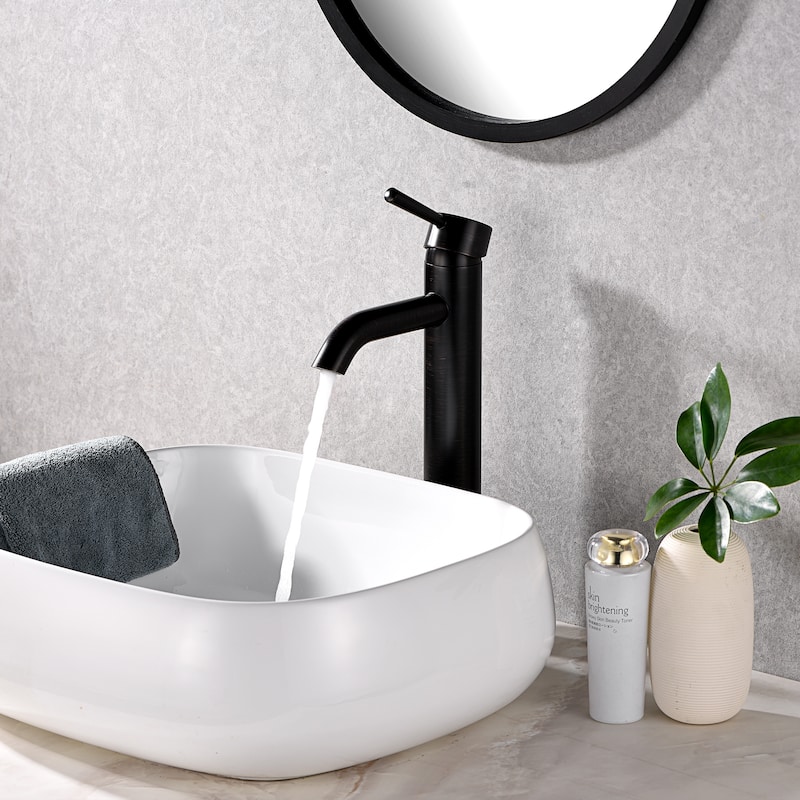 Luxier BSH03-T Single Handle 1-Hole Vessel Bathroom Faucet with Drain - Oil Rubbed Bronze