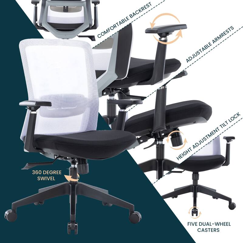 Ingram Contemporary Ergonomic Mesh Office Chair - Adjustable Height & Armrests, Mid-Back Swivel Desk Chair for Home Office