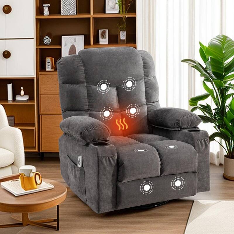 Heat Massage Recliners Chair with Rocking Reclining Sofa Loveseat Electric USB Charge Port