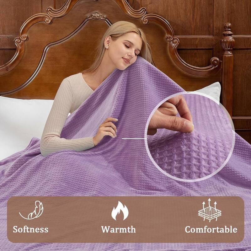 Electric Waffle Fast Heating Flannel Blanket, Purple