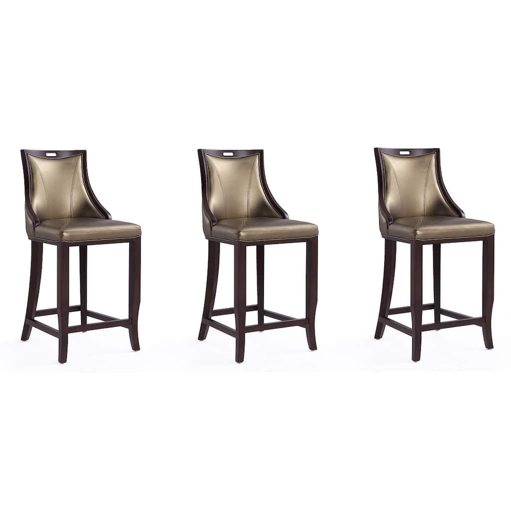 Manhattan Comfort Emperor 41 in. Walnut Beech Wood Bar Stool (Set of 3)