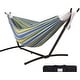 preview thumbnail 73 of 86, Double Cotton Hammock with Space Saving Steel Stand Oasis Stripe