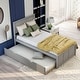 preview thumbnail 1 of 18, Twin Size Platform Bed with Trundle, Space-Saving Design, Solid Wood Frame Grey - Twin