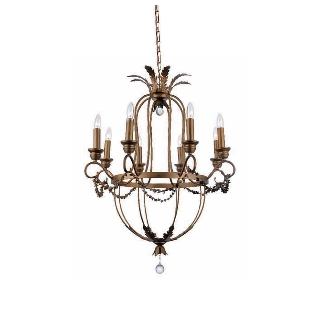 8-Light Bronze Chandelier With Clear Crystal Accents