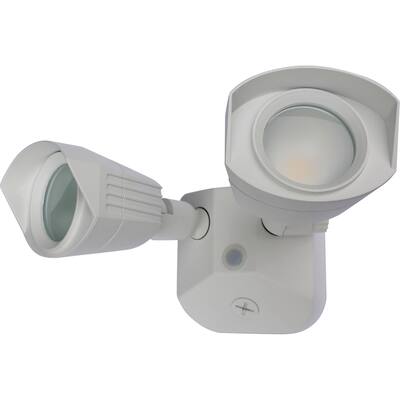 LED Security Light - Dual Head - White Finish - 3000K - 120-277V