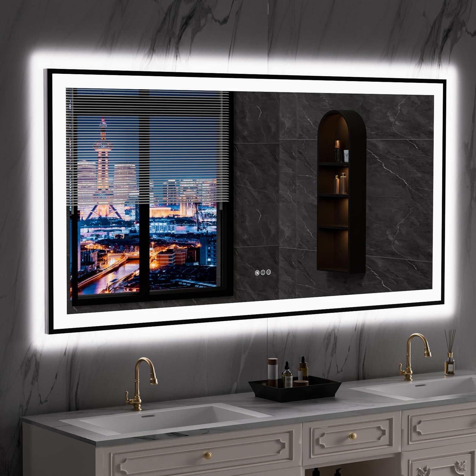 72x36 Inch Frameless LED Bathroom Mirror,Smart Mirror