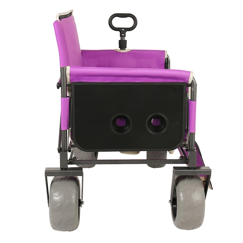 3-in-1 Collapsible Wagon, Convertible Folding Wagon Cart with Rear-Mounted Folding Tabletop, 500lbs Heavy-Duty, 180L Capacity