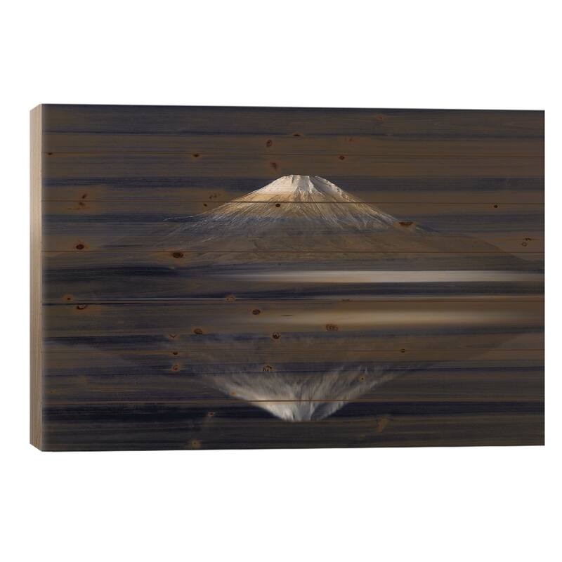 Reflection Of Mt. Fuji Print On Wood by Takashi Suzuki - Multi-Color - 18x26x1.5