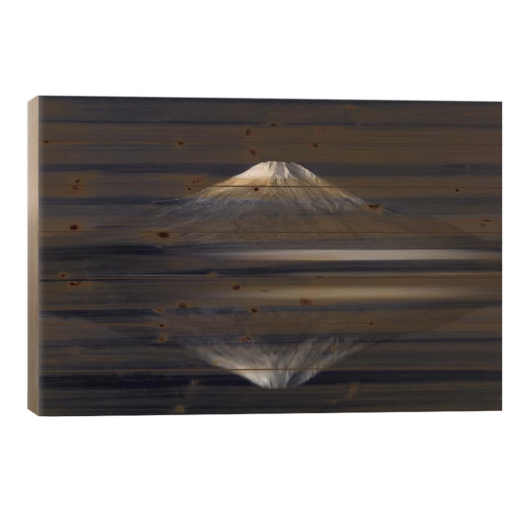 Reflection Of Mt. Fuji Print On Wood by Takashi Suzuki - Multi-Color