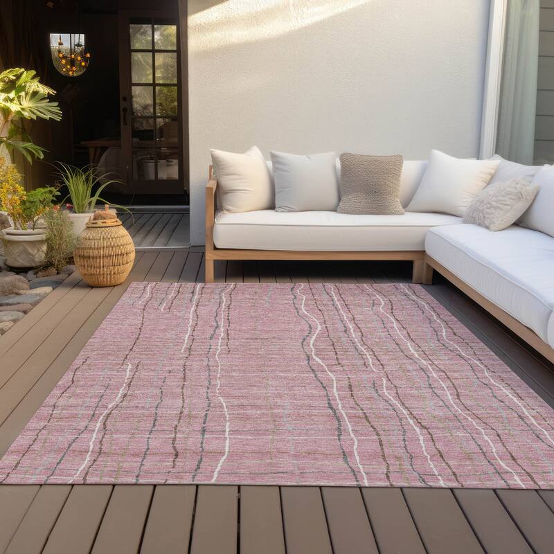 Machine Washable Indoor/ Outdoor Modern Century Chantille Rug