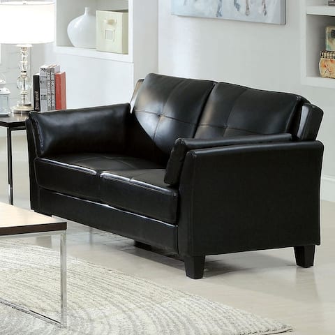 Furniture of America Sier Contemporary Cushioned Faux Leather Loveseat