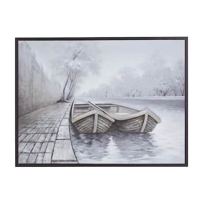Canvas Sail Boat Framed Wall Art with Black Frame - Multi Colored - Roche River Decor
