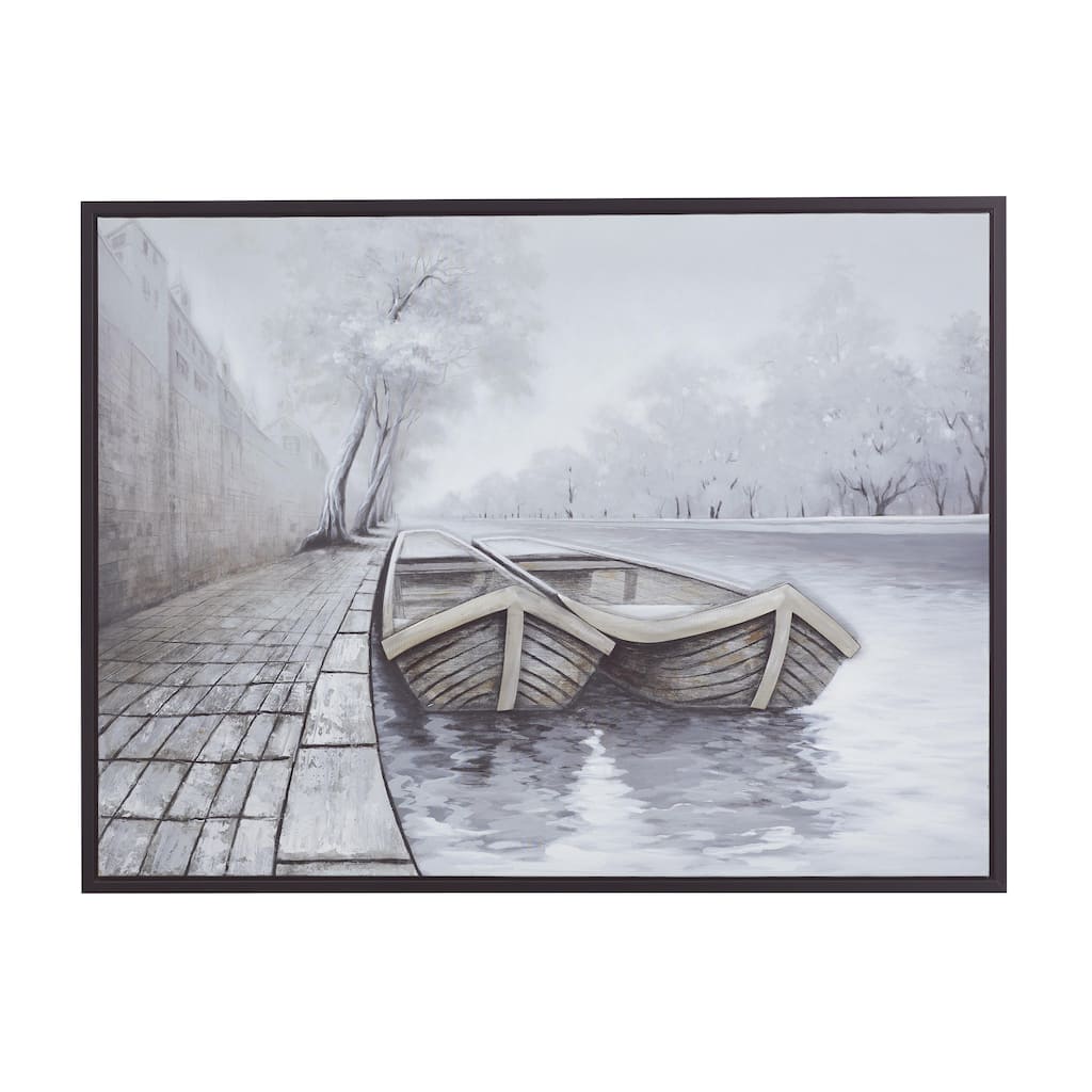 Canvas Sail Boat Framed Wall Art with Black Frame - Multi Colored - Roche River Decor