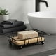preview thumbnail 1 of 3, Bathroom Soap Dish Bamboo Tray Metal Wire - 4.14" L x 3.4" W x 1.4" H Black / Bamboo