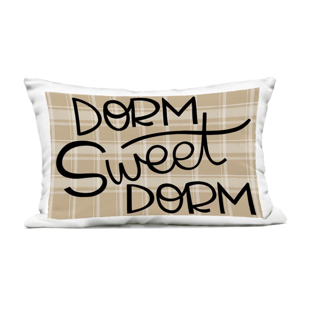 Stupell Sweet Dorm on Plaid Printed Outdoor Throw Pillow Design by Mandy Ford Art + Illustration