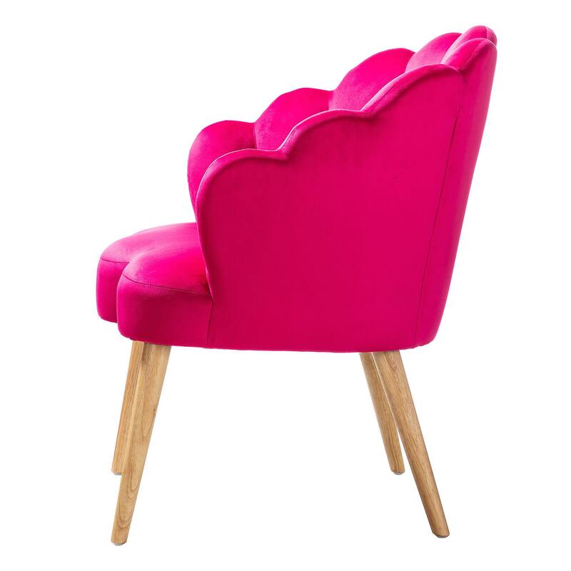 Eleanora Morden Scalloped Velvet Arm Chair with Tufted Back by HULALA HOME