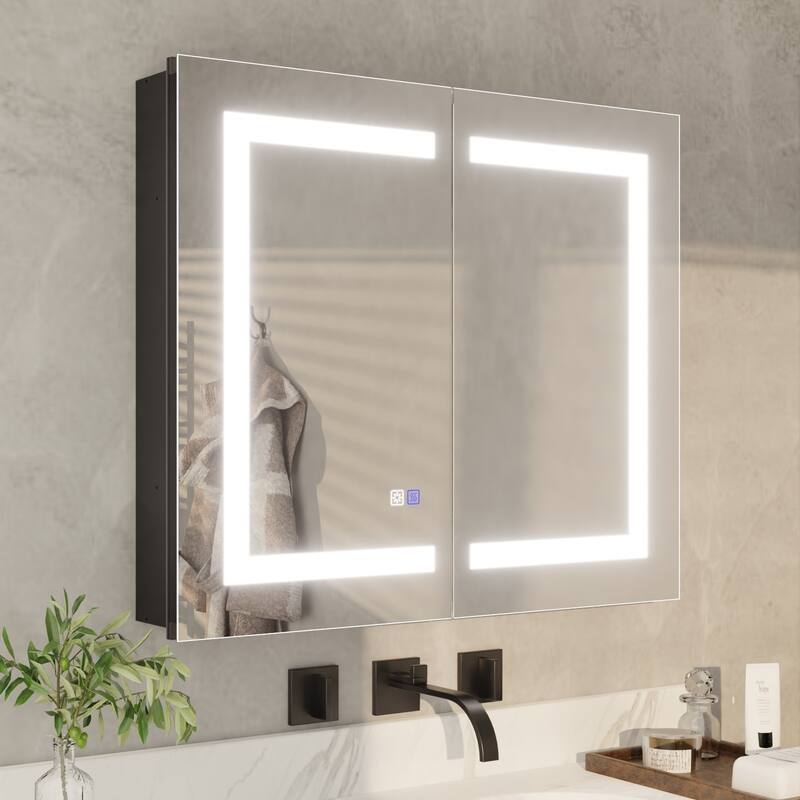 ExBrite 20" x 26" LED Bathroom Medicine Cabinet with Mirrors, Defog - 30" x 26" - Hinge on Left and Right