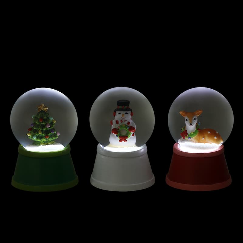 Set of 3 Mini Lit Snow Globes