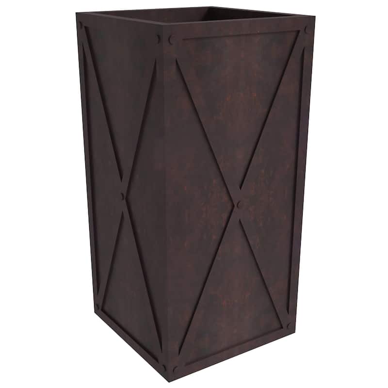 Papyrus Elegant Rectangular Modern Planter with Drainage, Lightweight Fiberstone MGO Clay Blend for Indoor Outdoor Use - Brown