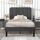 preview thumbnail 6 of 25, Twin Upholstered Platform Bed Frame with Headboard and 12 Wooden Slats, Adjustable Height, Dark Grey
