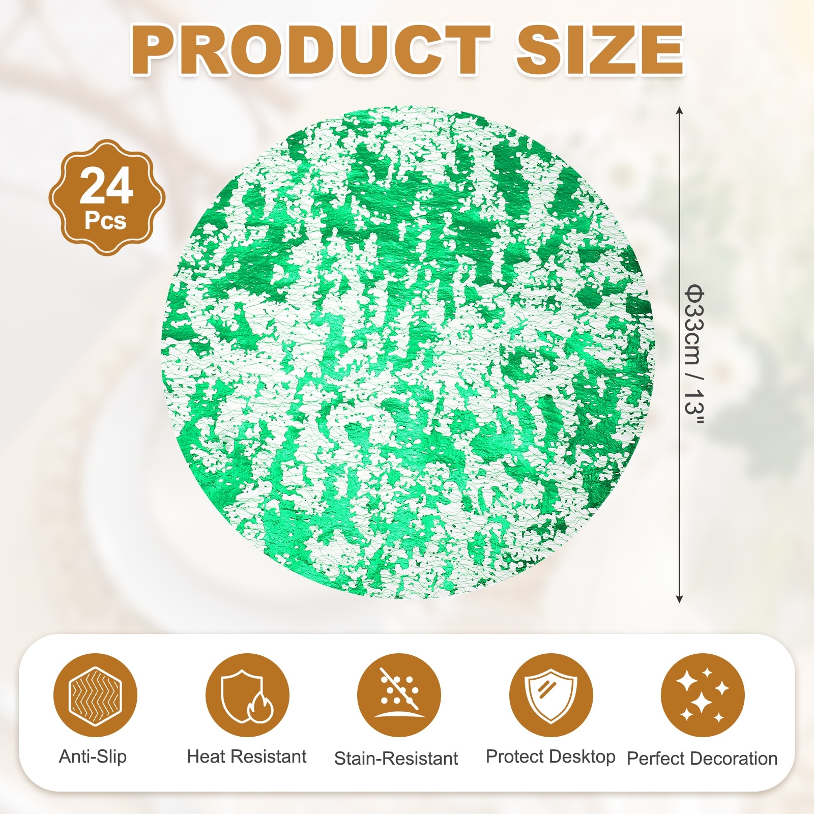 Disposable Round Placemats, Chargers Place Mats Metallic Thin Mesh Table Mates Pressed Foil Table Doilies for Dining