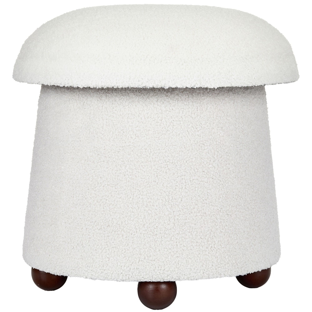Aria Home Modern Mushroom Round Ottoman with Storage and Plush Teddy