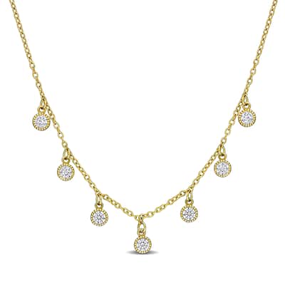 Miadora Created White Sapphire Station Necklace Yellow Plated Sterling Silver