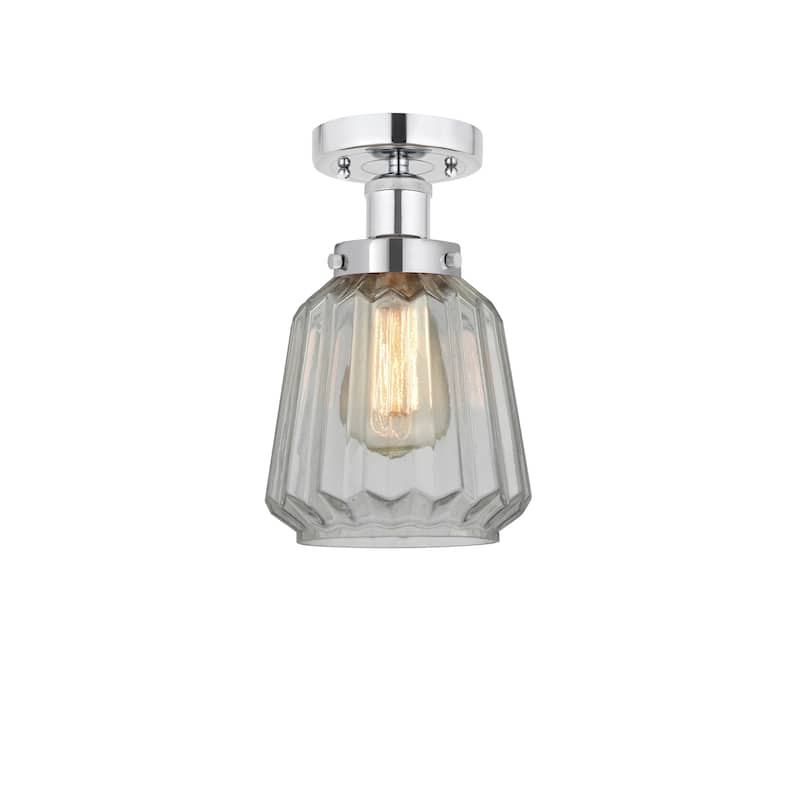Innovations Lighting Chatham - 1 Light 7" Semi-Flush Mount - Polished Chrome/Matte White