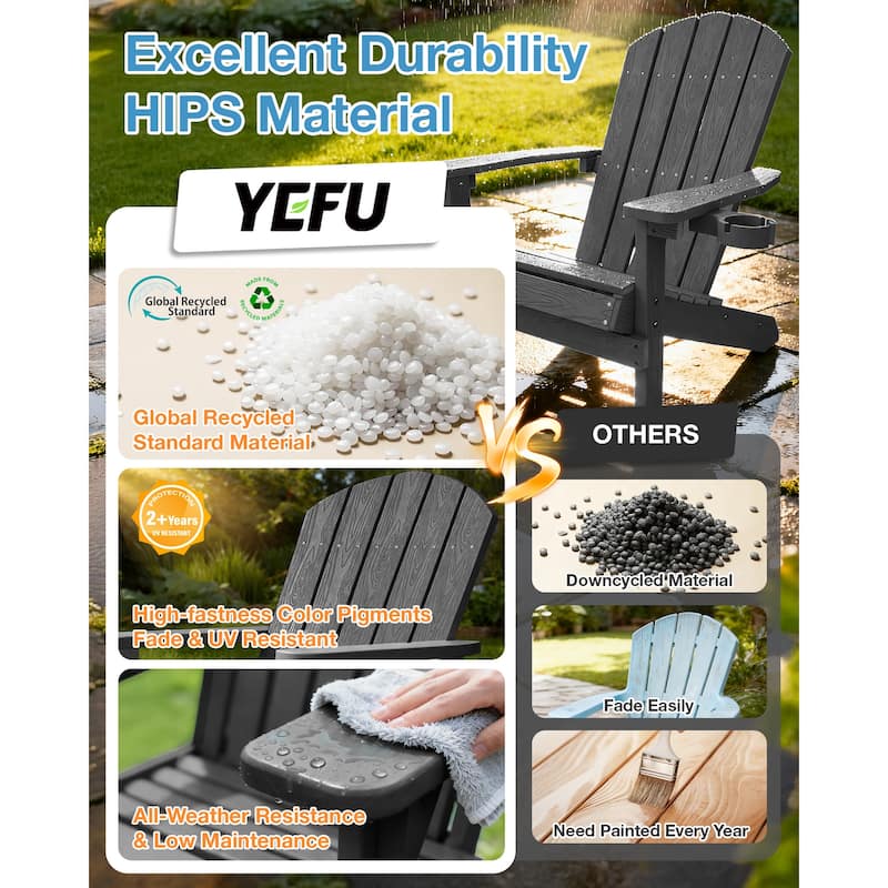 WINSOON All Weather HIPS Outdoor Plastic Adirondack Chair