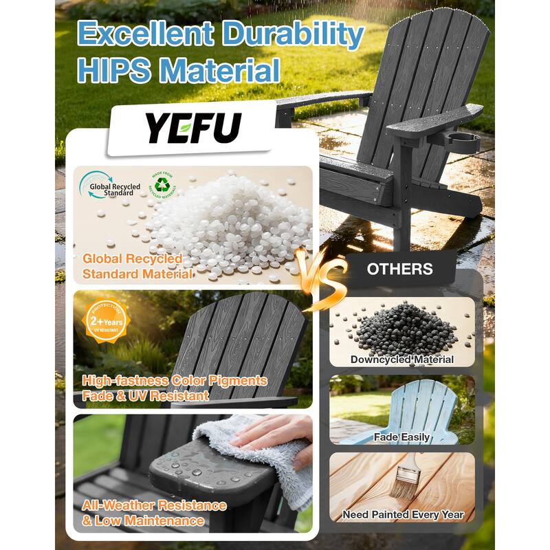 WINSOON All Weather HIPS Outdoor Plastic Adirondack Chairs