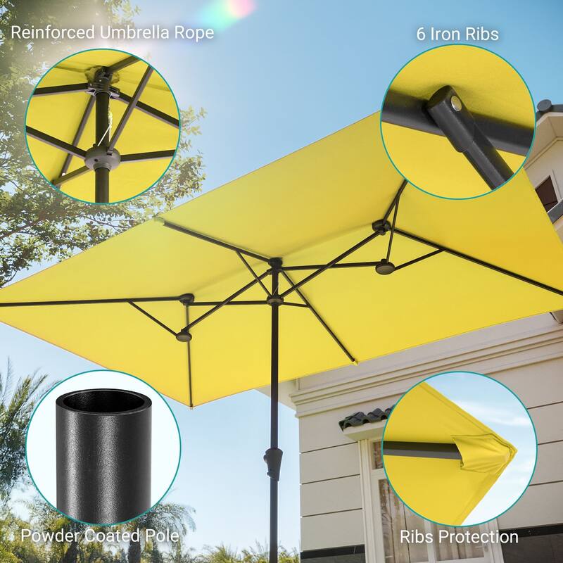BONOSUKI 11x7/10x6.5ft Double-Sided Patio Umbrella with Large Canopy Outdoor Table Umbrella for Garden