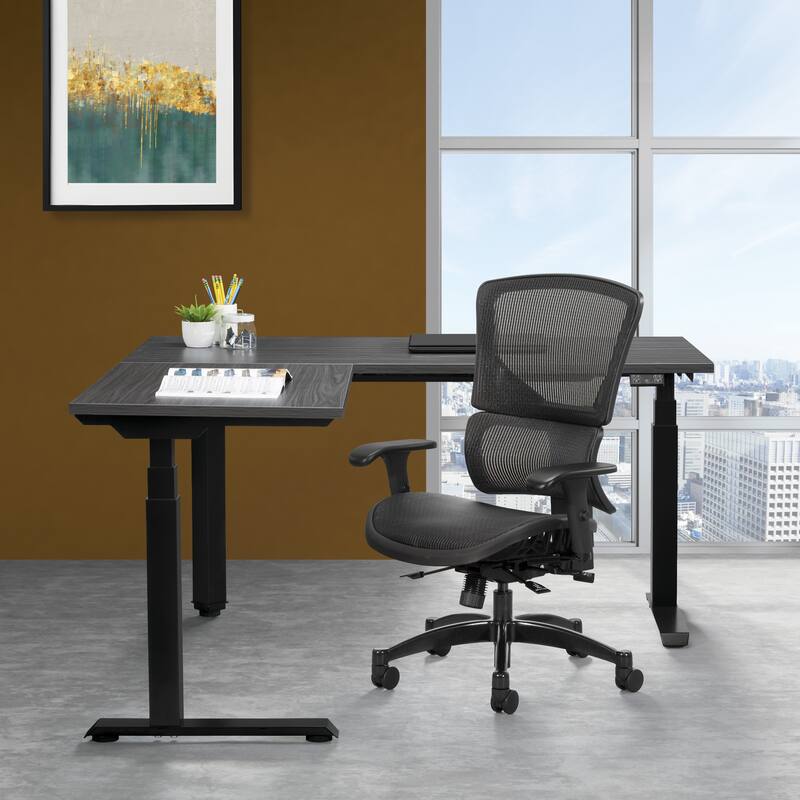 Big & Tall Vertical Managers Chair - Black Vertical Back with Seat and Aluminum Base