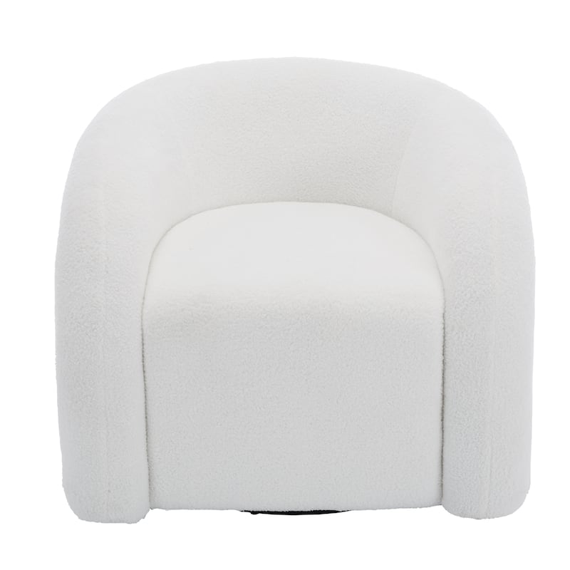 Modern Upholstered Swivel 360 degree Rotation Boucle Barrel Chair