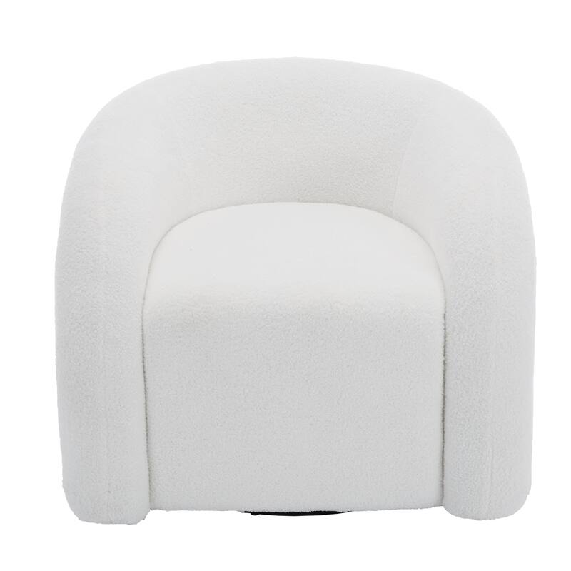 Set of 2 Boucle Upholstered Swivel Accent Barrel Chairs